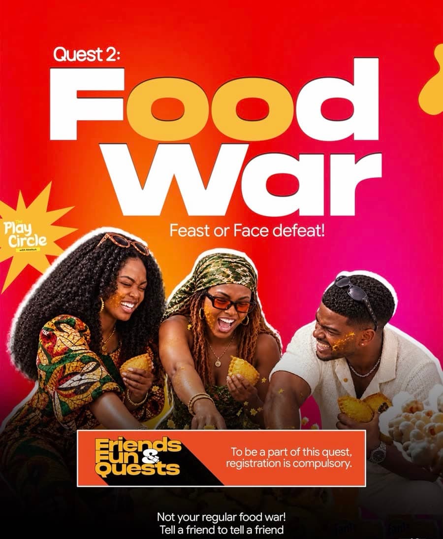 Poster: Quest 2, Food War. Feast or face defeat. Registration is compulsory for this quest.